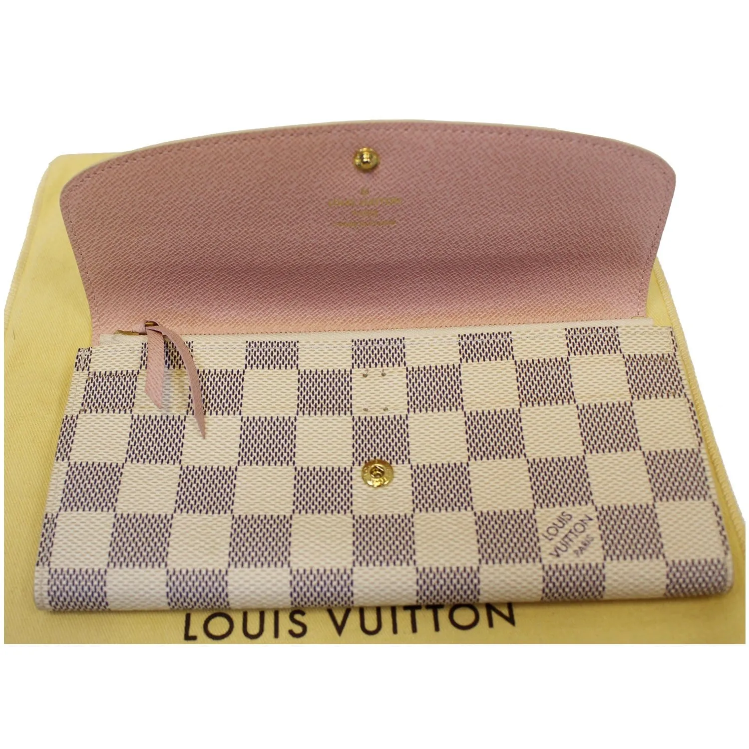 LOUIS VUITTON Emilie Damier Azur Wallet Rose Ballerine