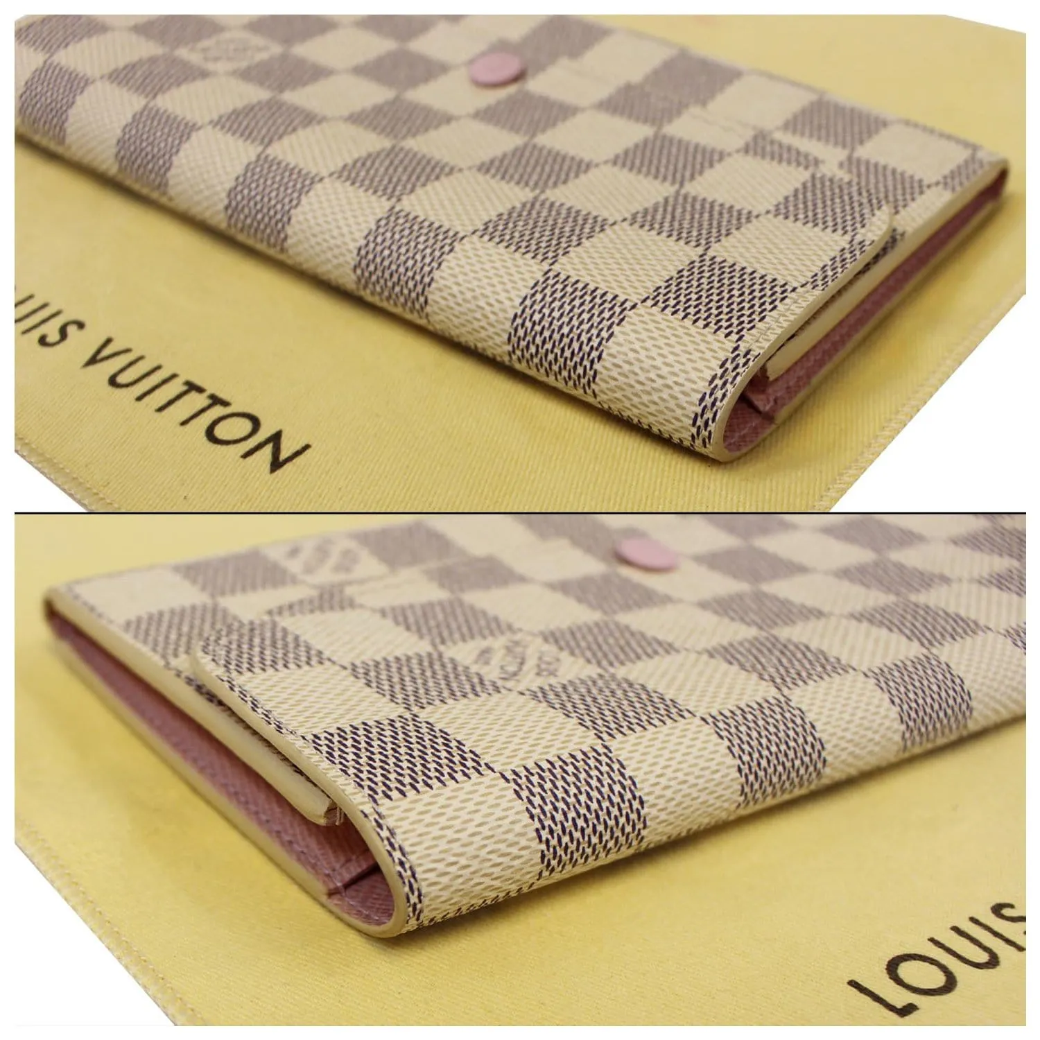 LOUIS VUITTON Emilie Damier Azur Wallet Rose Ballerine
