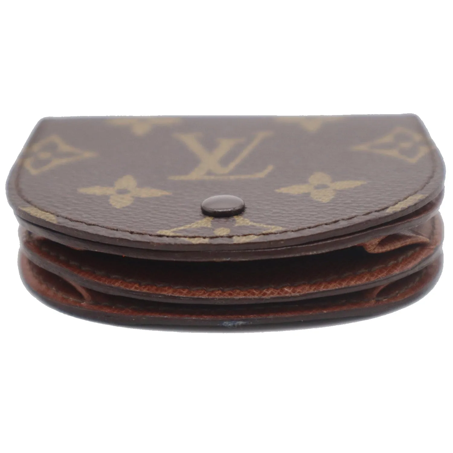 LOUIS VUITTON Monogram Canvas Porte Monnaie Gousset Coin Purse Brown