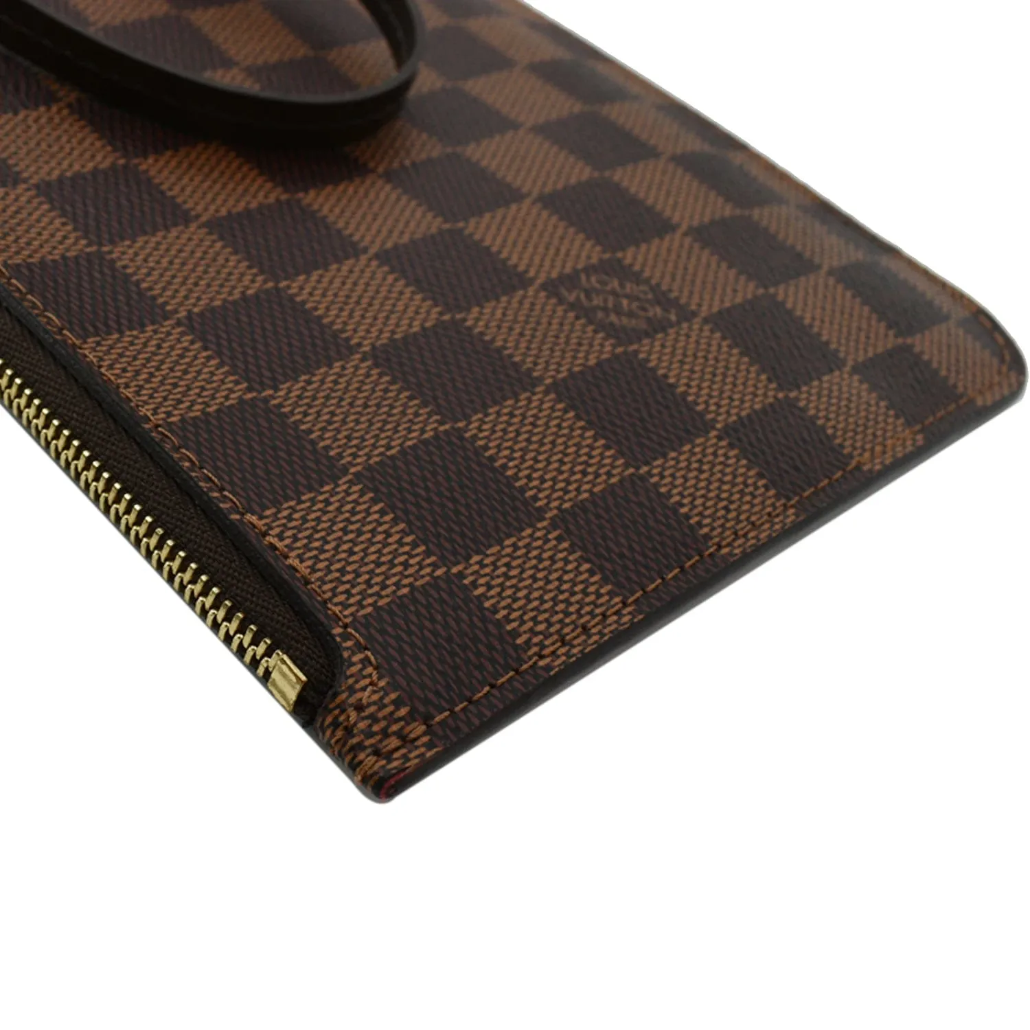 LOUIS VUITTON Neverfull MM Damier Ebene Pochette Wristlet Pouch Brown
