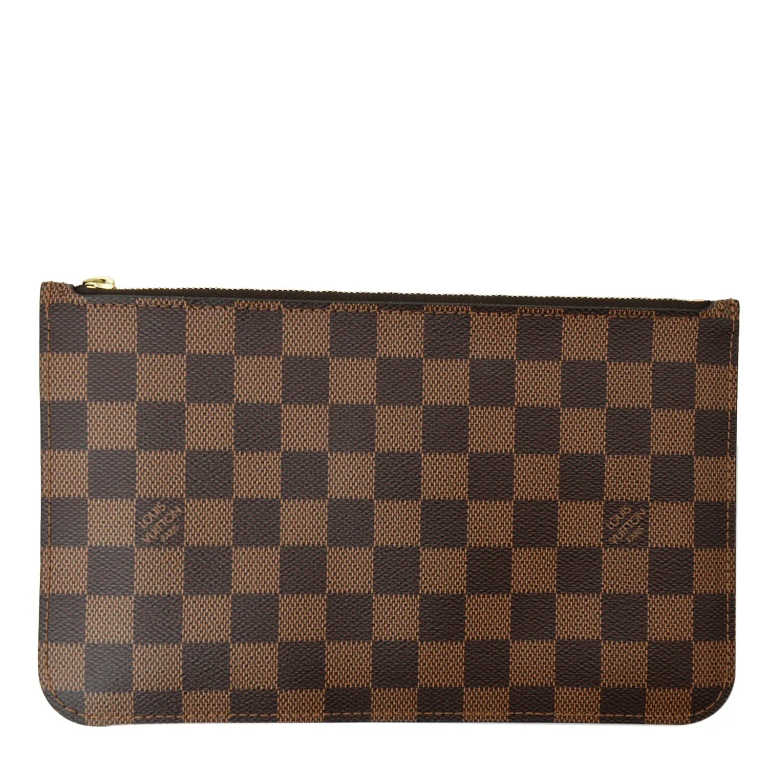 LOUIS VUITTON Neverfull MM Damier Ebene Pochette Wristlet Pouch Brown