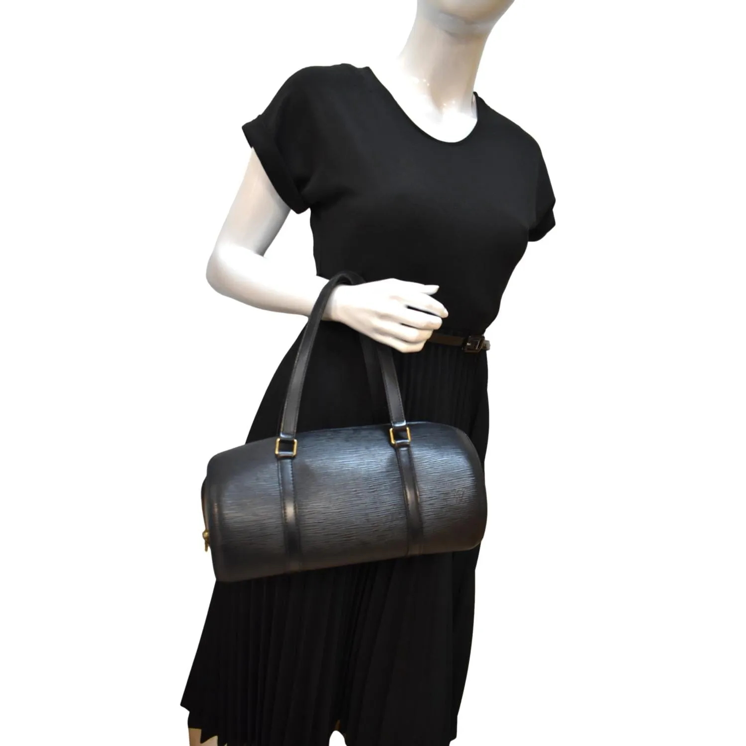LOUIS VUITTON Papillon Epi Leather Handbag Black