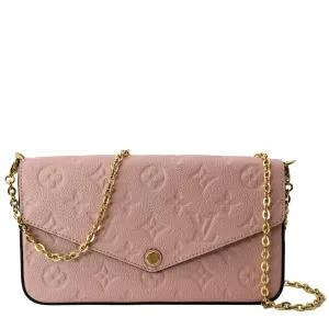 LOUIS VUITTON Pochette Felicie Monogram Leather Chain Wallet Pink