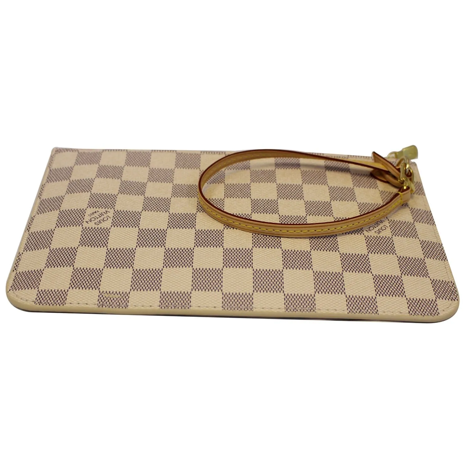LOUIS VUITTON Pochette Wristlet Pouch Damier Azur Neverfull Rose Ballerine