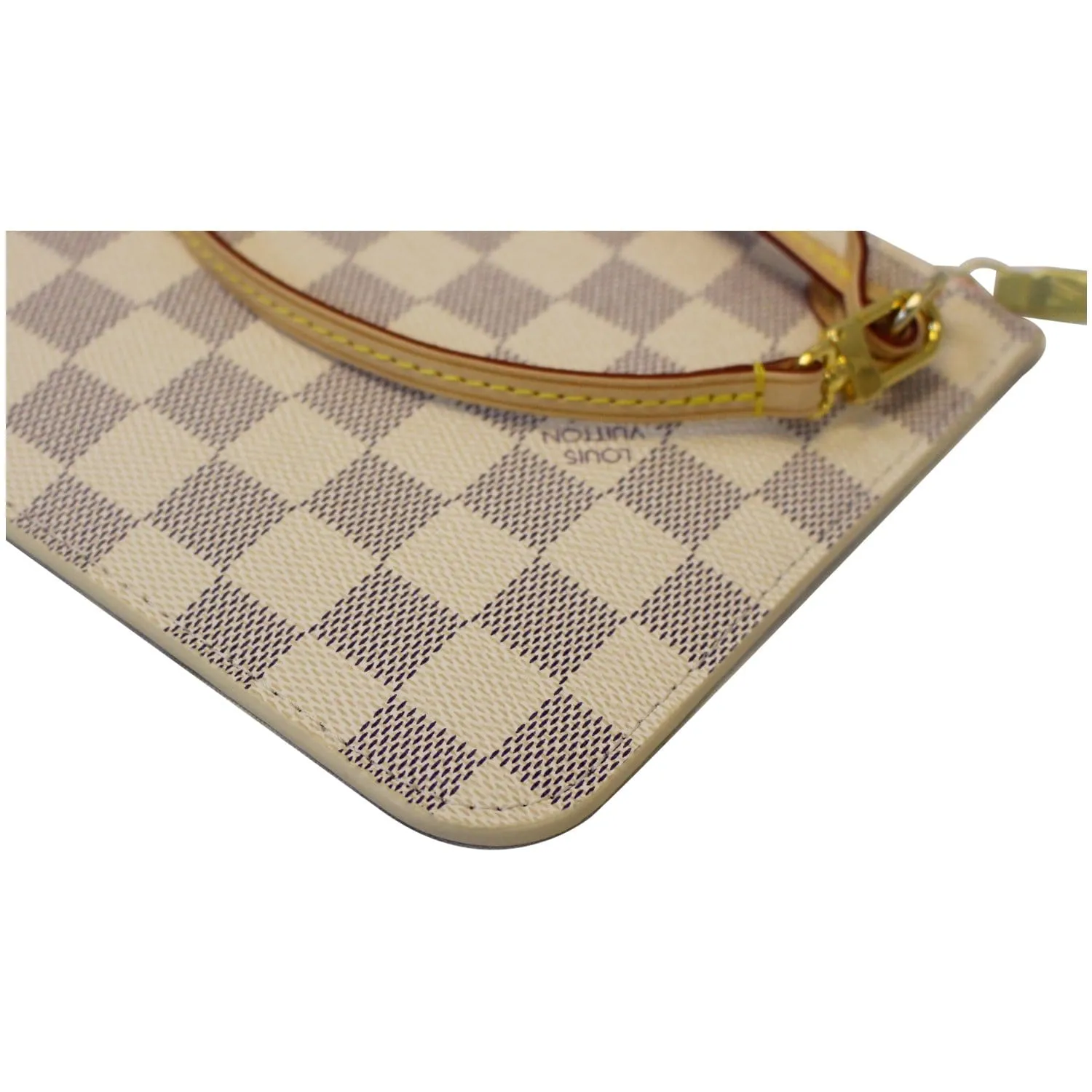 LOUIS VUITTON Pochette Wristlet Pouch Damier Azur Neverfull Rose Ballerine
