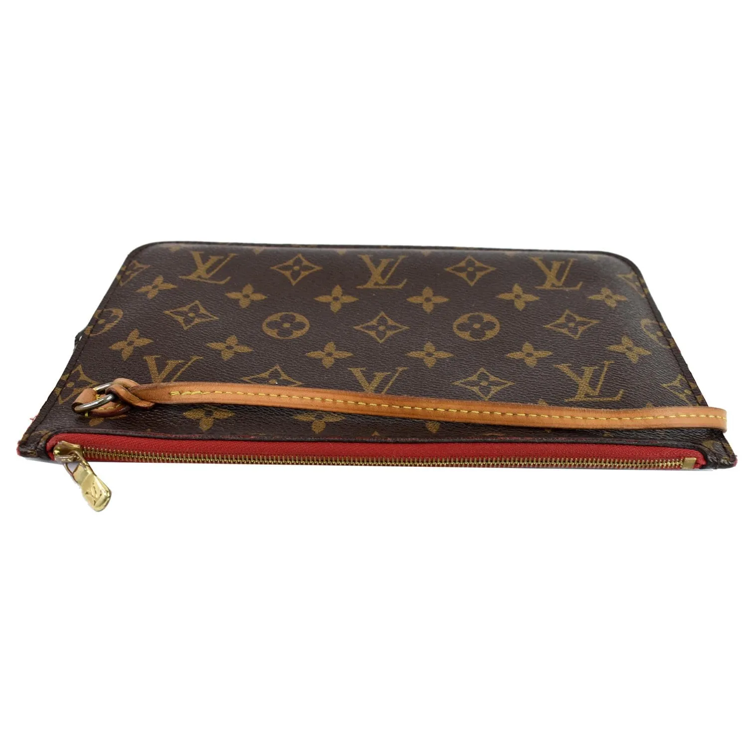 LOUIS VUITTON Pochette Wristlet Pouch Monogram Canvas Neverfull MM Brown