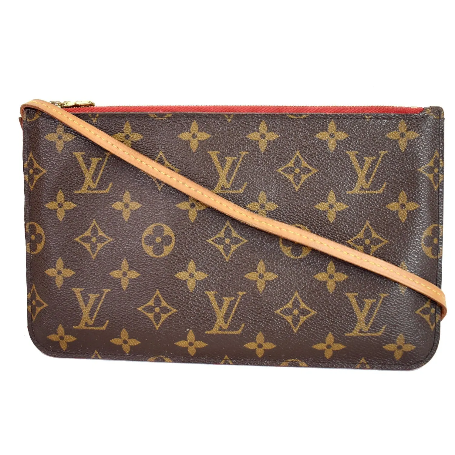 LOUIS VUITTON Pochette Wristlet Pouch Monogram Canvas Neverfull MM Brown