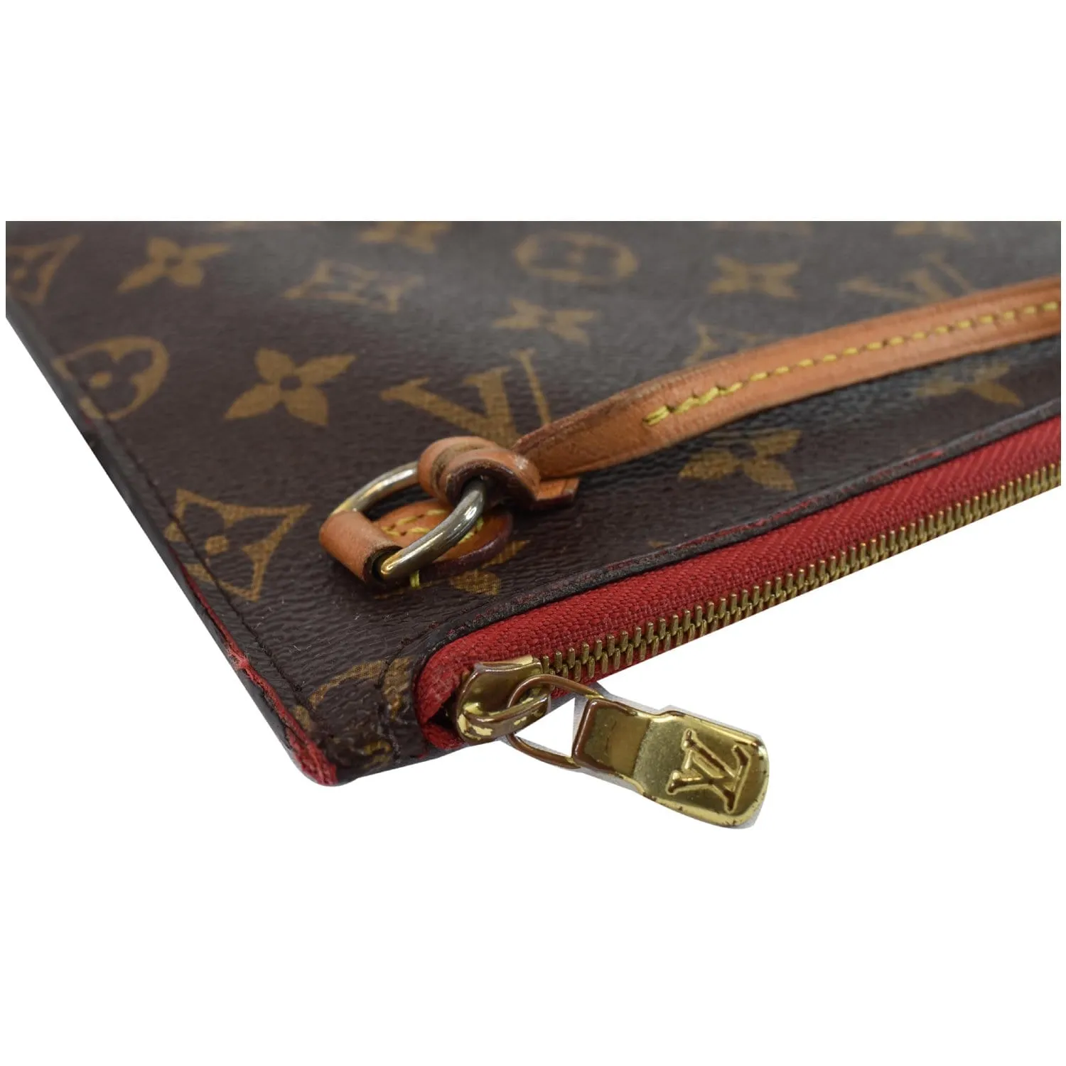 LOUIS VUITTON Pochette Wristlet Pouch Monogram Canvas Neverfull MM Brown