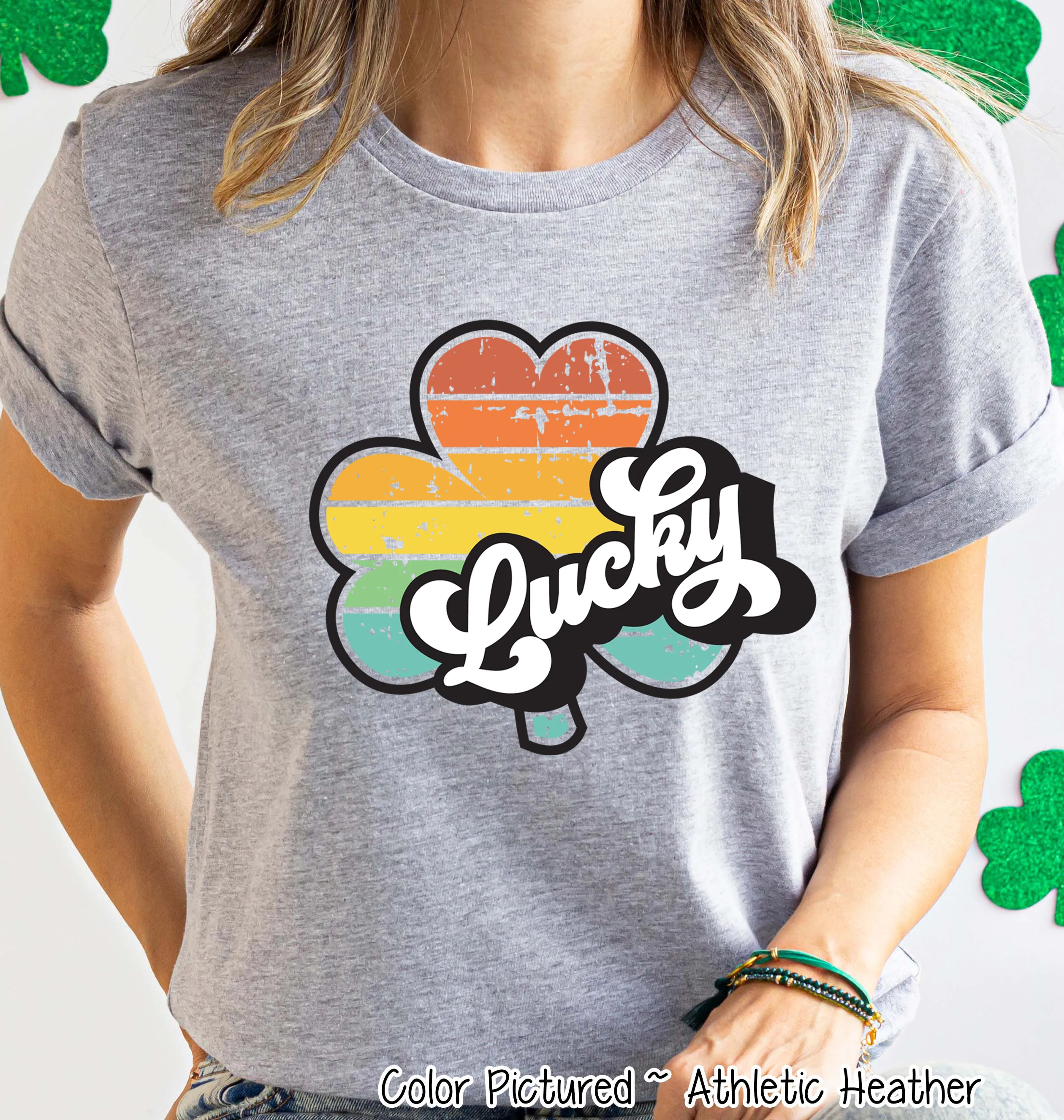Lucky Retro Shamrock St Patricks Day Tee