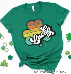 Lucky Retro Shamrock St Patricks Day Tee