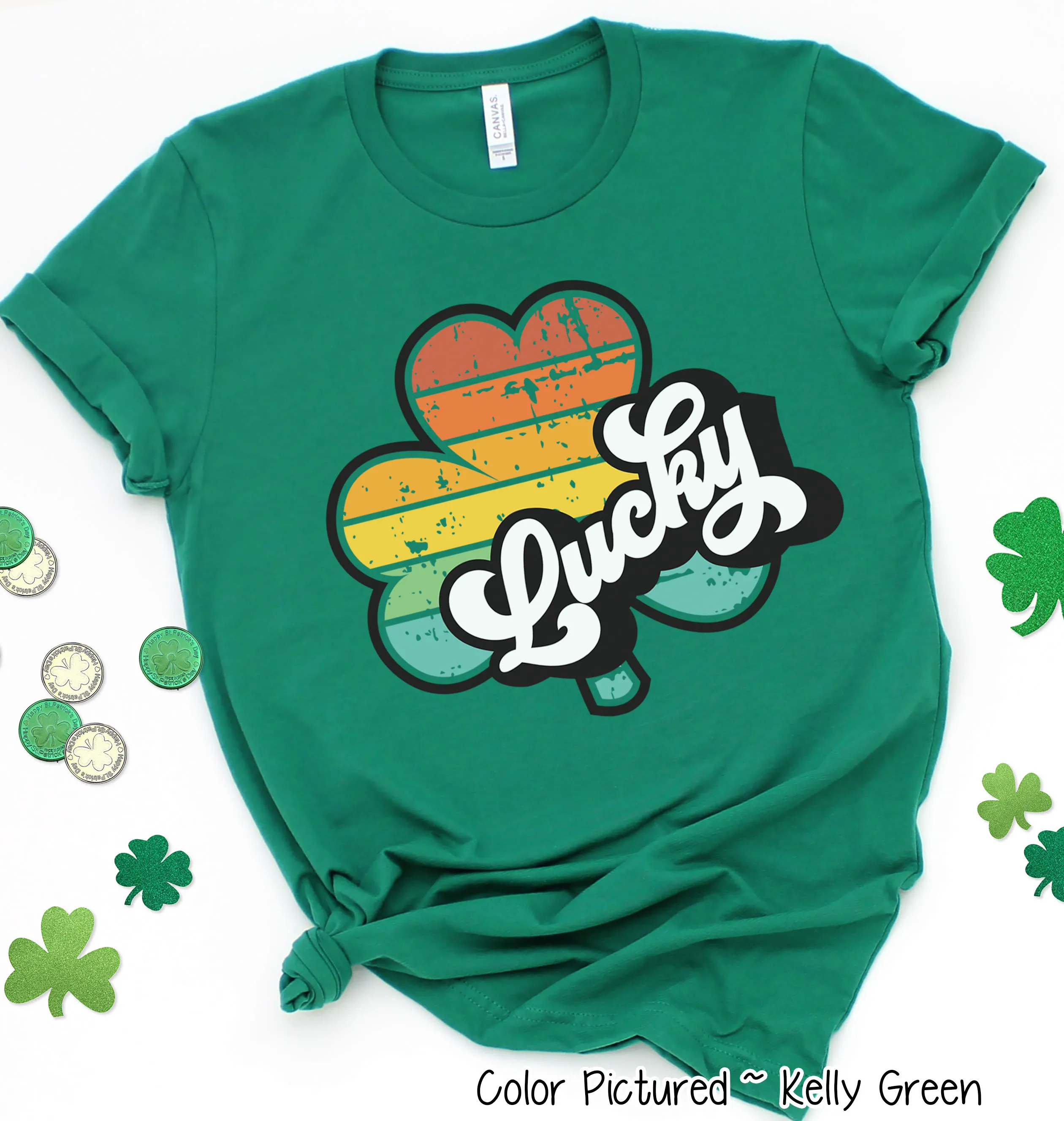 Lucky Retro Shamrock St Patricks Day Tee