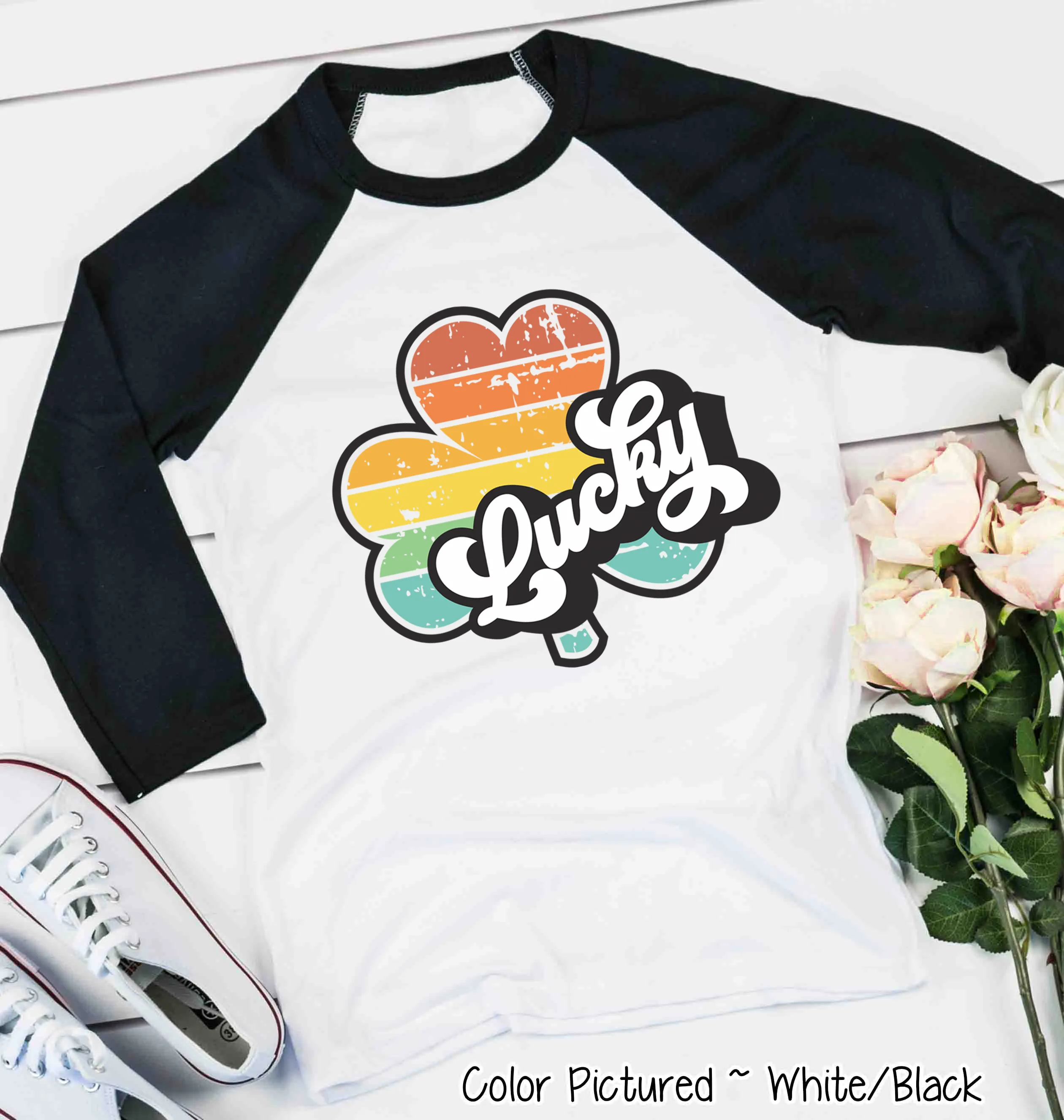 Lucky Retro Shamrock St Patricks Day Tee