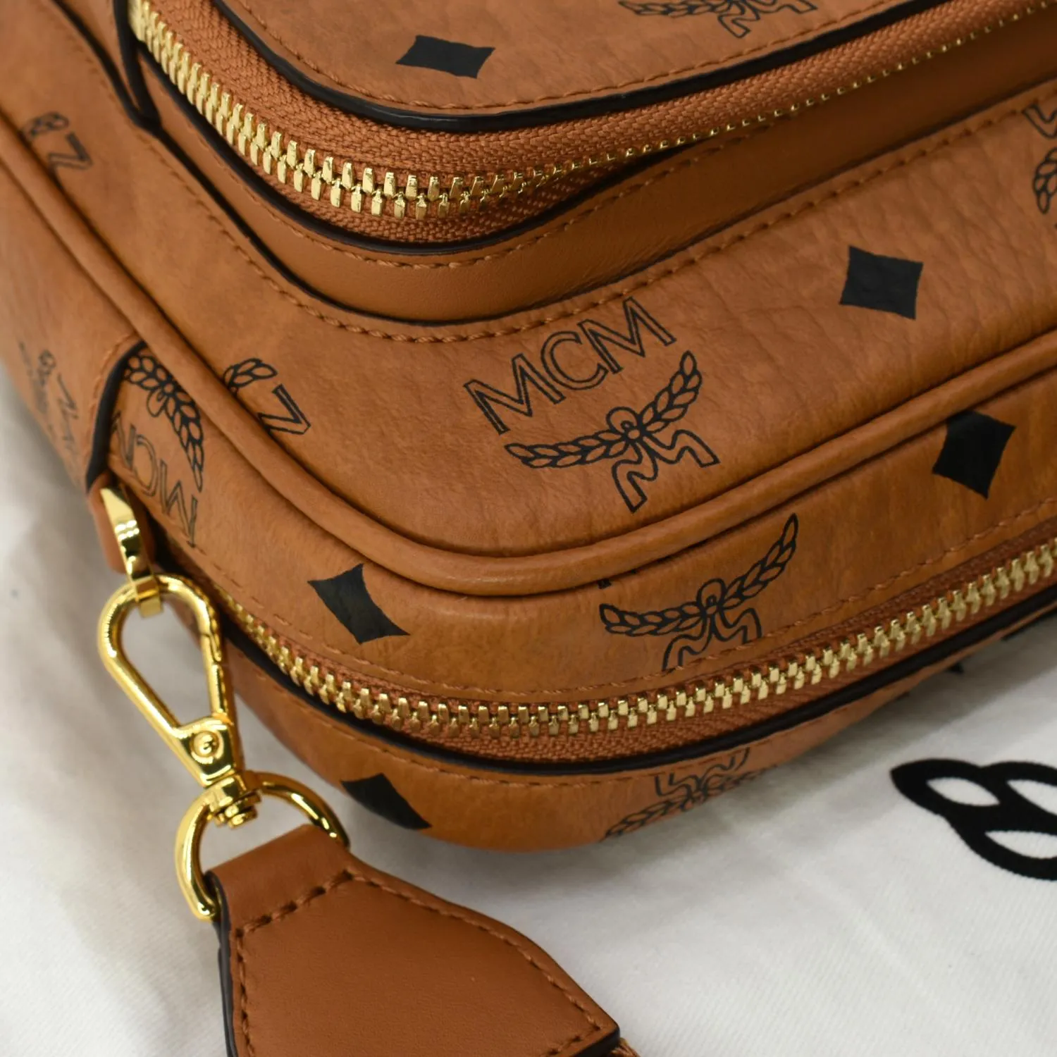 MCM Klassik Visetos Canvas Crossbody Bag Cognac - Hot Deals