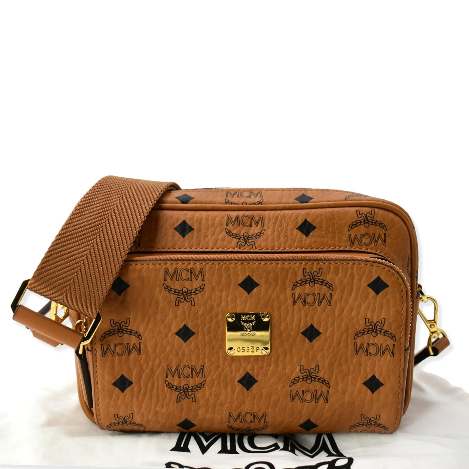 MCM Klassik Visetos Canvas Crossbody Bag Cognac - Hot Deals