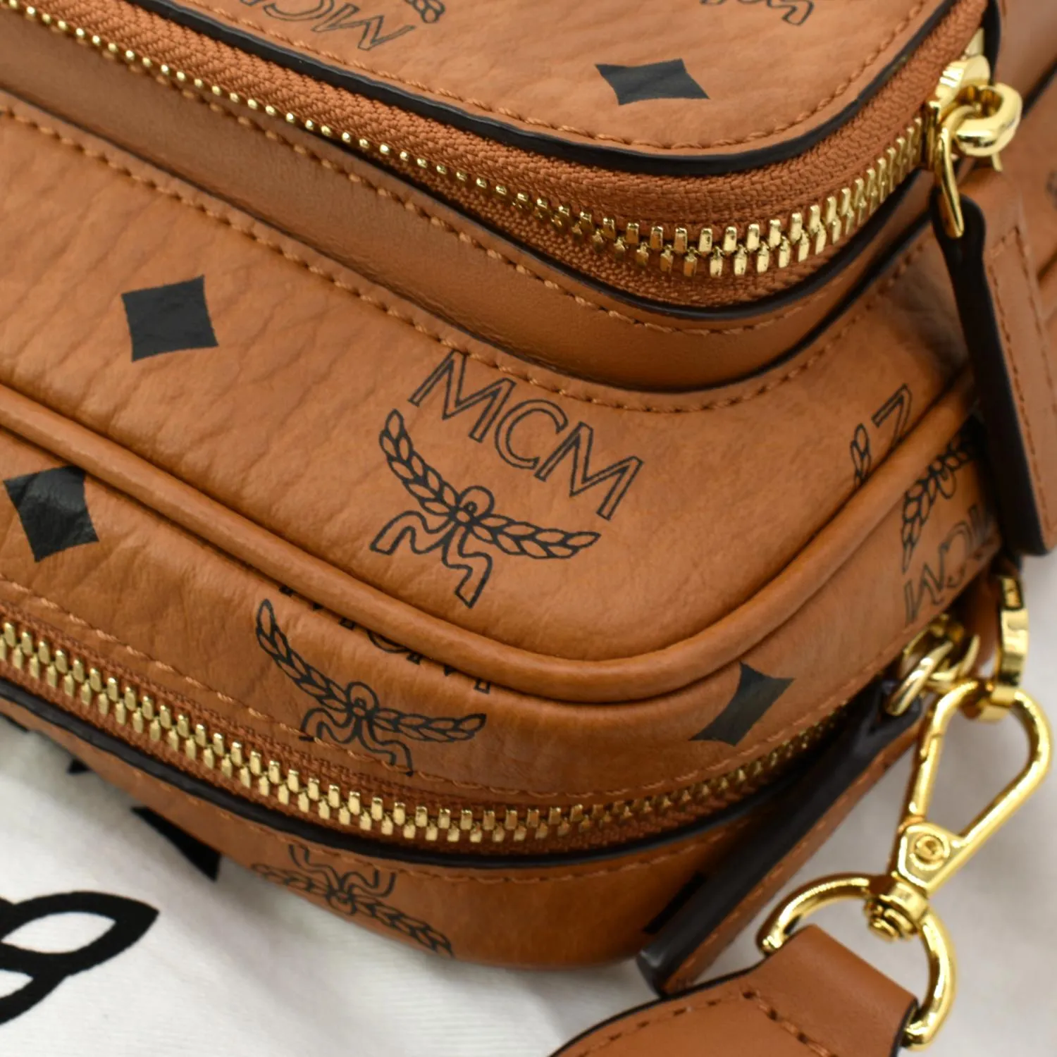 MCM Klassik Visetos Canvas Crossbody Bag Cognac - Hot Deals