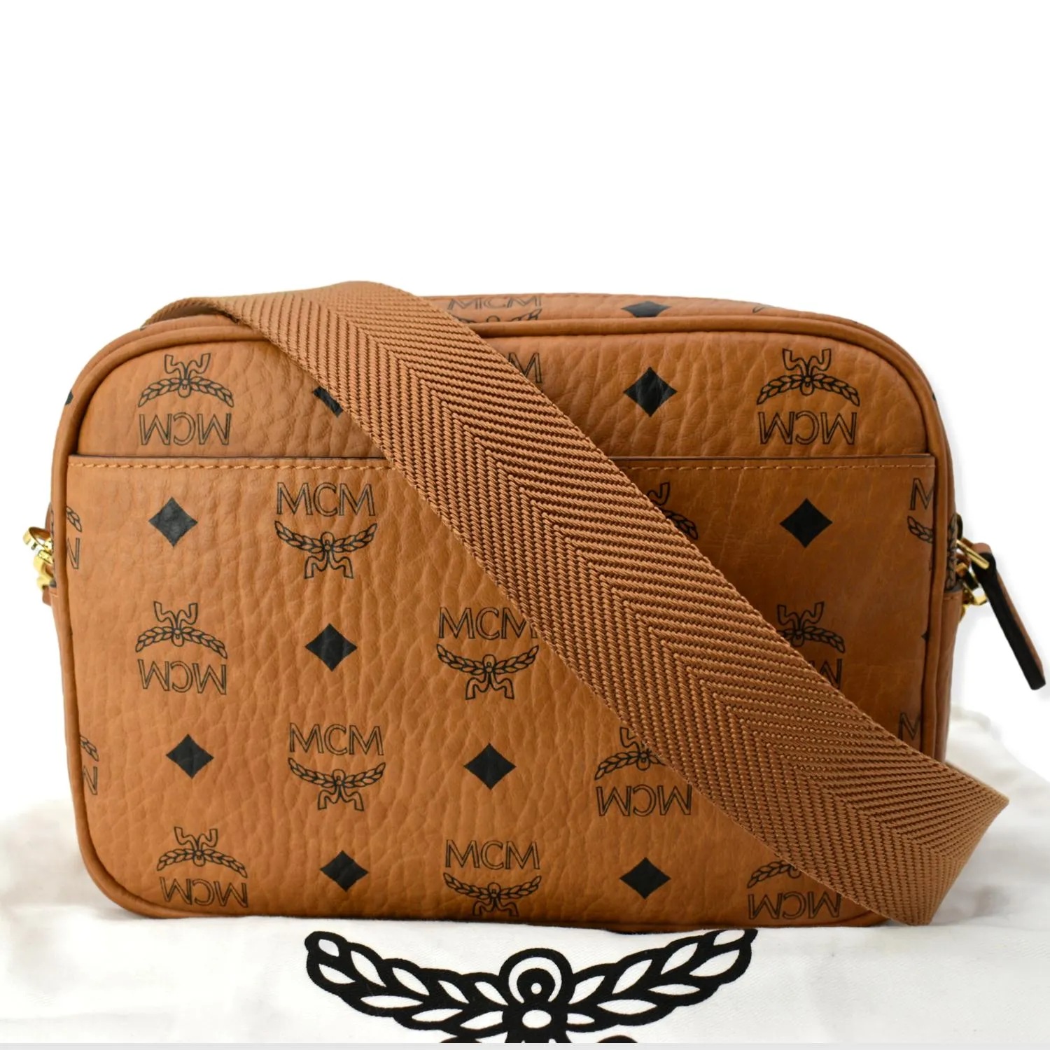 MCM Klassik Visetos Canvas Crossbody Bag Cognac - Hot Deals