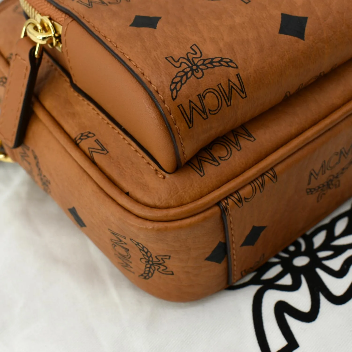 MCM Klassik Visetos Canvas Crossbody Bag Cognac - Hot Deals