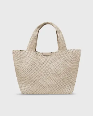 Mercato Handwoven Tote in Beige Leather