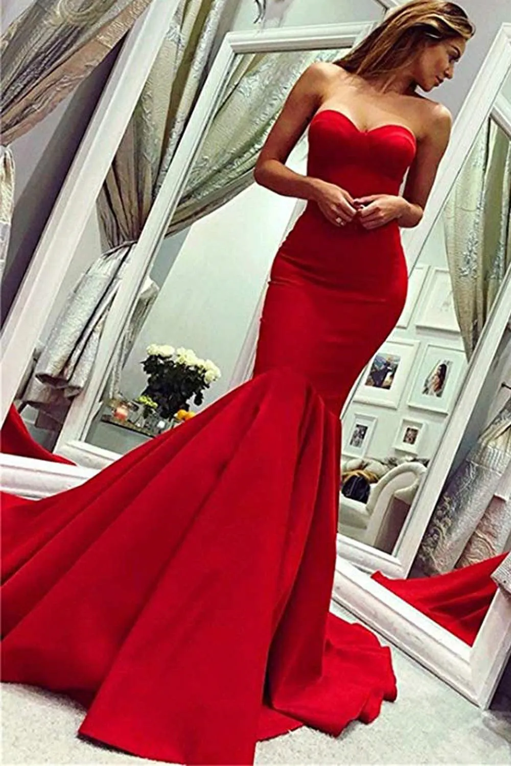 Mermaid Sweetheart Prom Dress Floor Length Long Evening Dress