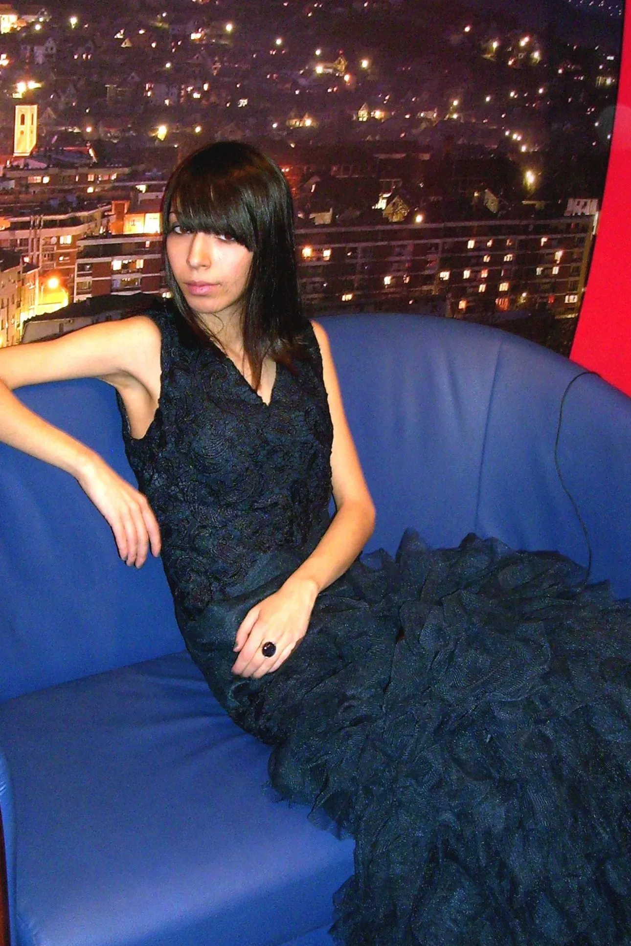 Mermaid V-neck Sleeveless Floor Length Tulle Lace Evening Dress