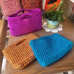 Metallic Crochet Clutch Bag