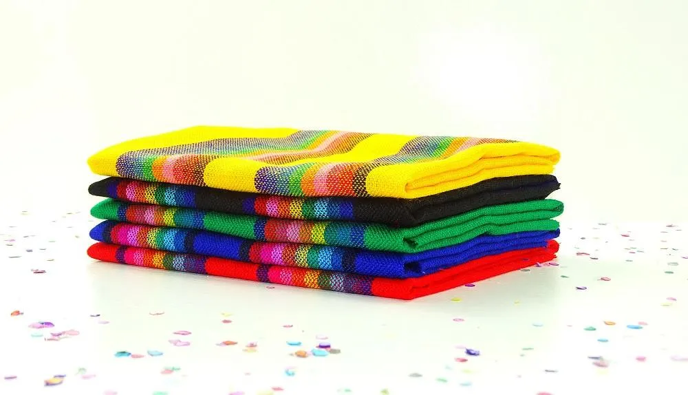 Mexican Fabric in Primary Rainbow Stripes (5 ½-Yard Bundle)