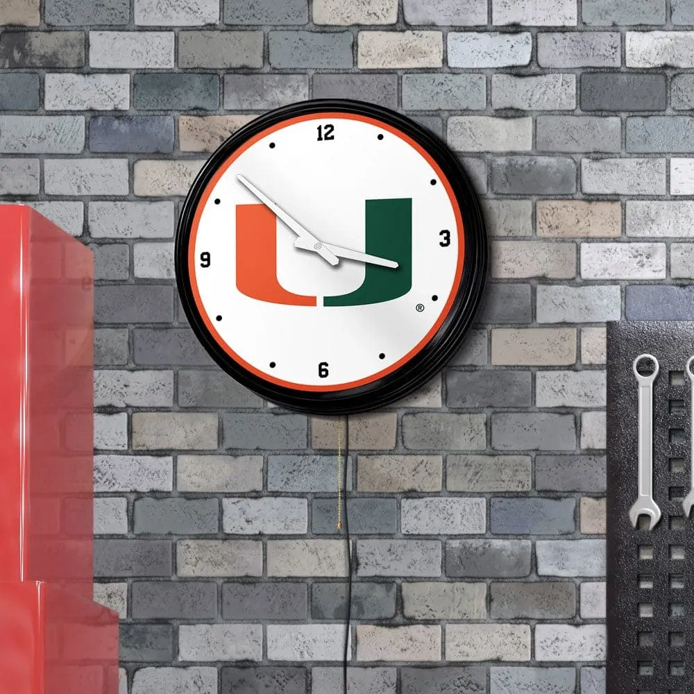 Miami Hurricanes: Retro Lighted Wall Clock