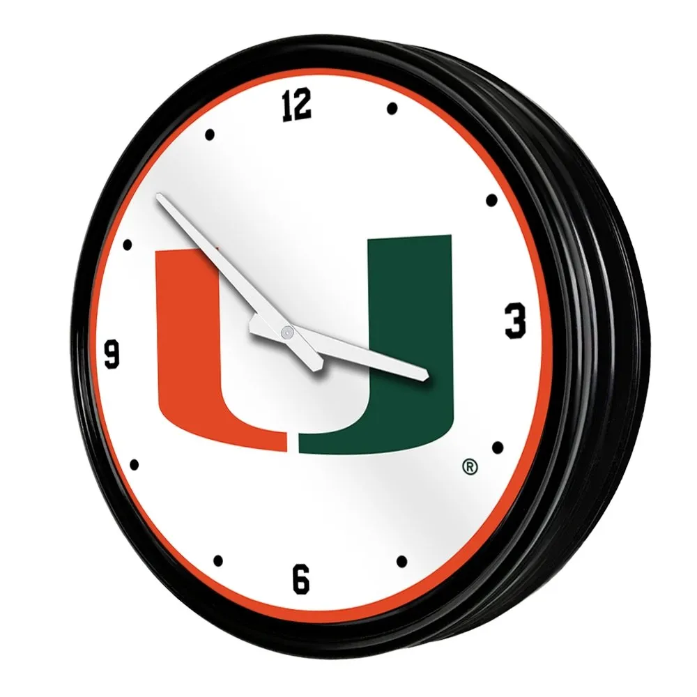 Miami Hurricanes: Retro Lighted Wall Clock