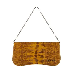 Miu Miu Yellow Snakeskin Chain Shoulder Bag