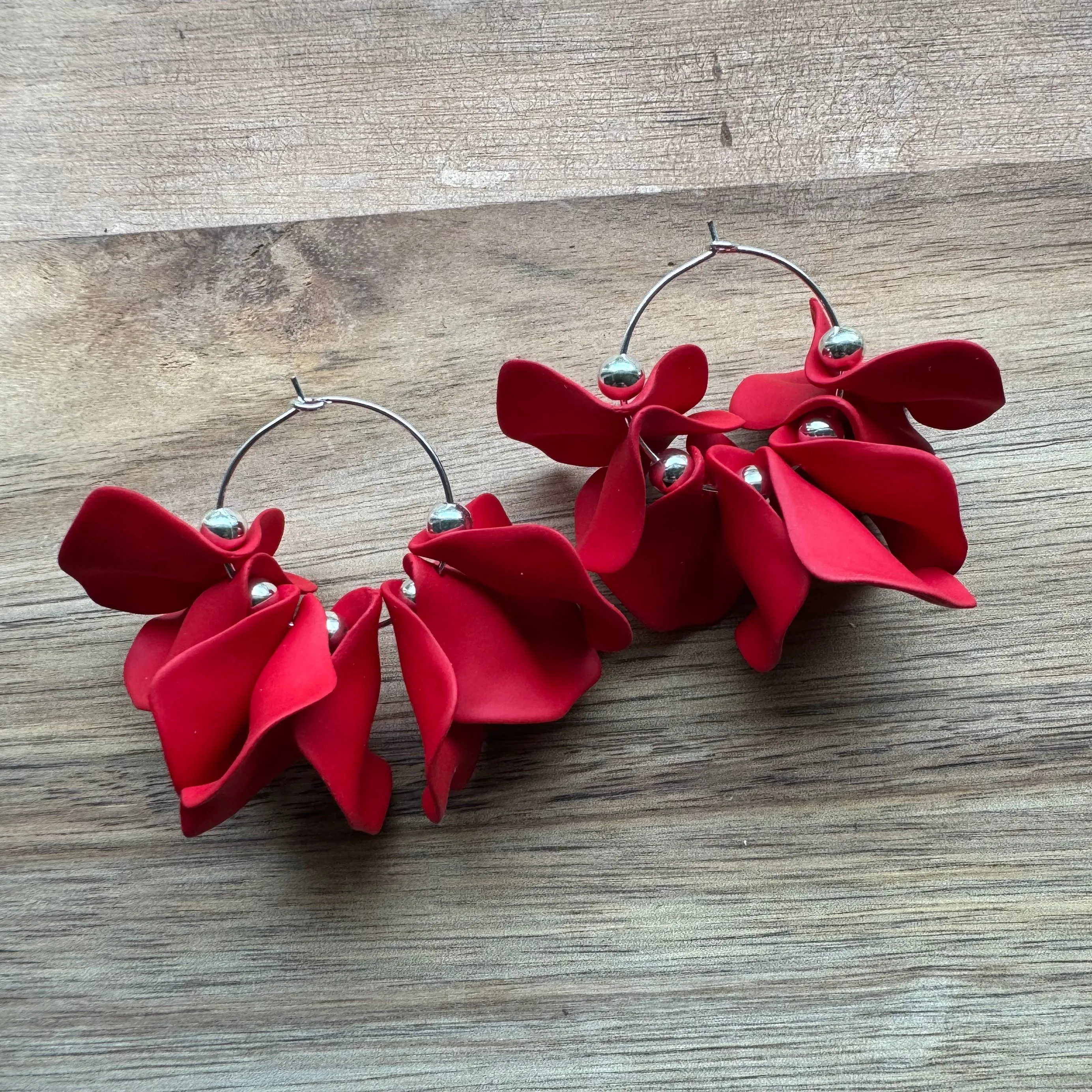 MULTIPLE COLORS: Pretty Petal Hoop Earrings