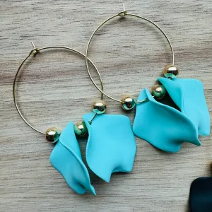 MULTIPLE COLORS: Pretty Petal Hoop Earrings