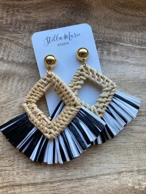 MULTIPLE COLORS: Raffia Fringe Earrings
