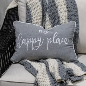 My Happy Place Pillow - Grey