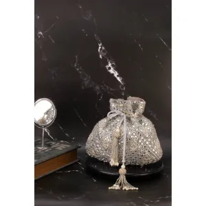 Nayaab by Sonia Women Royal Abla Silver Sparkle Potli