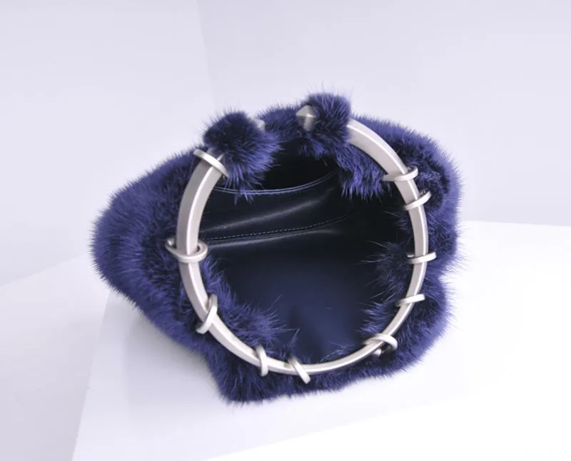 New Arrivals Real Mink Fur Handbags Women Fashion Fur Shoulder Bags Spring Bags Genuine Fur 8843