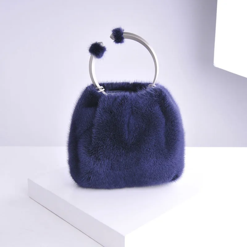 New Arrivals Real Mink Fur Handbags Women Fashion Fur Shoulder Bags Spring Bags Genuine Fur 8843