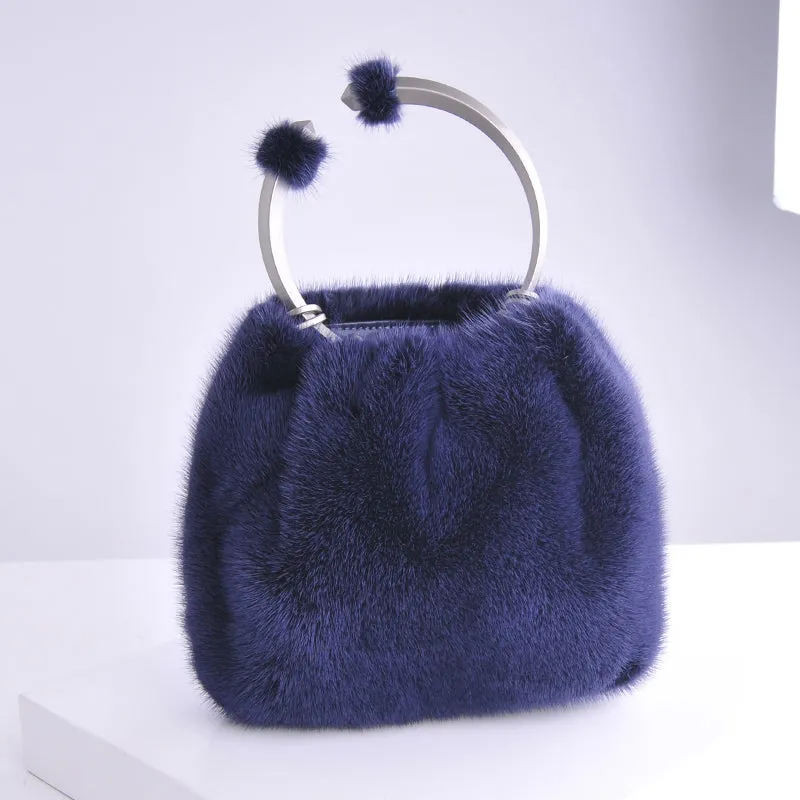 New Arrivals Real Mink Fur Handbags Women Fashion Fur Shoulder Bags Spring Bags Genuine Fur 8843
