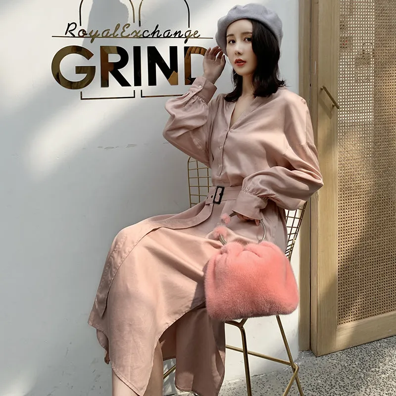 New Arrivals Real Mink Fur Handbags Women Fashion Fur Shoulder Bags Spring Bags Genuine Fur 8843