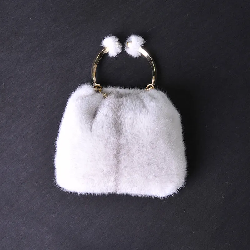 New Arrivals Real Mink Fur Handbags Women Fashion Fur Shoulder Bags Spring Bags Genuine Fur 8843