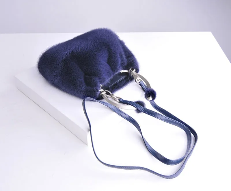 New Arrivals Real Mink Fur Handbags Women Fashion Fur Shoulder Bags Spring Bags Genuine Fur 8843
