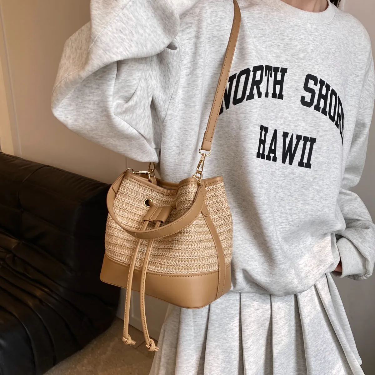 Noa Straw Braided Shoulder Bag
