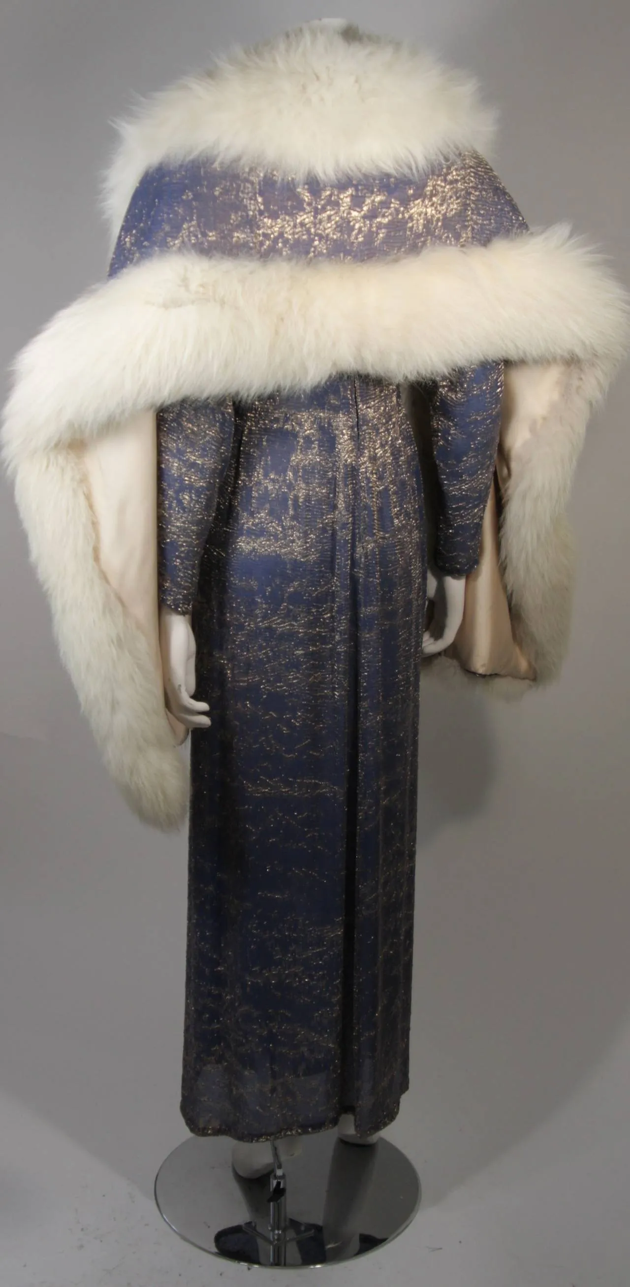 NOLAN MILLER Custom Gown, White Fox Wrap Size S