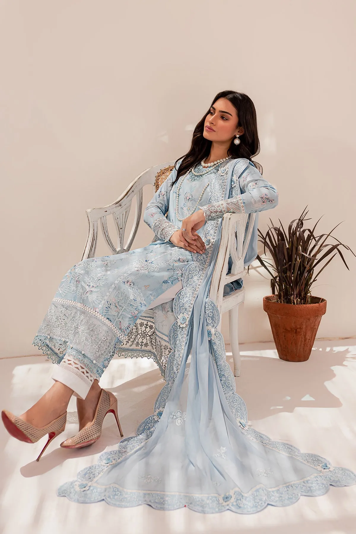 Ocean Dust| Farasha Mehak Festive Lawn SS 23 | Unstitched Embroidered Collection