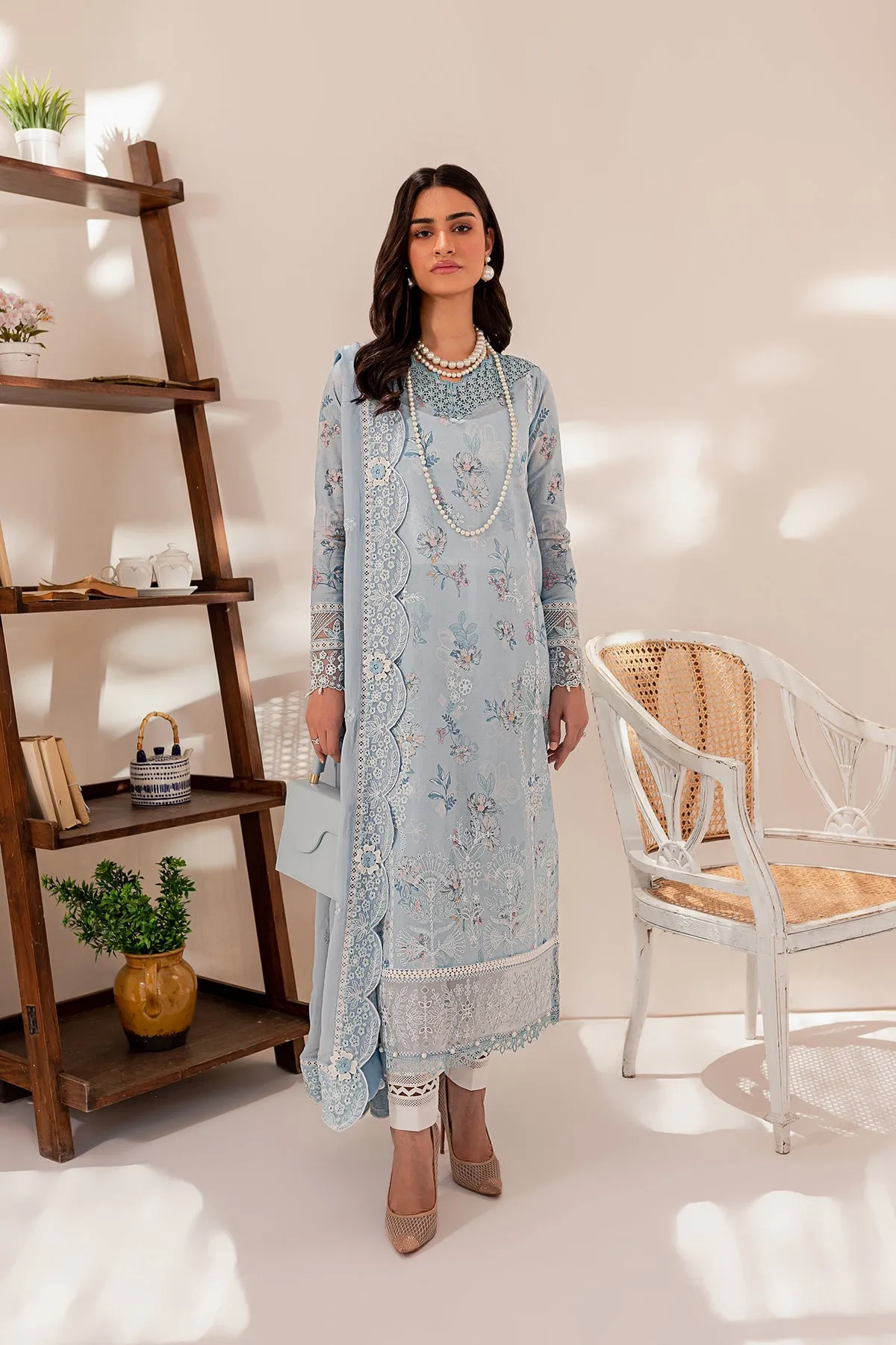 Ocean Dust| Farasha Mehak Festive Lawn SS 23 | Unstitched Embroidered Collection