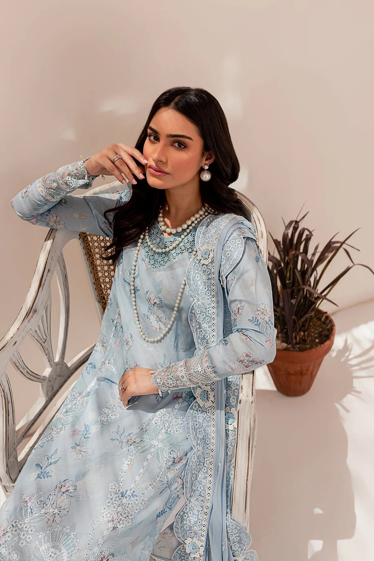 Ocean Dust| Farasha Mehak Festive Lawn SS 23 | Unstitched Embroidered Collection