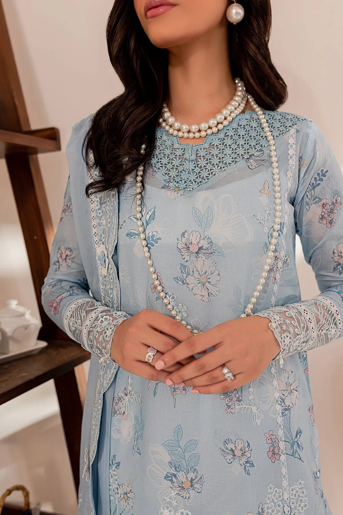 Ocean Dust| Farasha Mehak Festive Lawn SS 23 | Unstitched Embroidered Collection