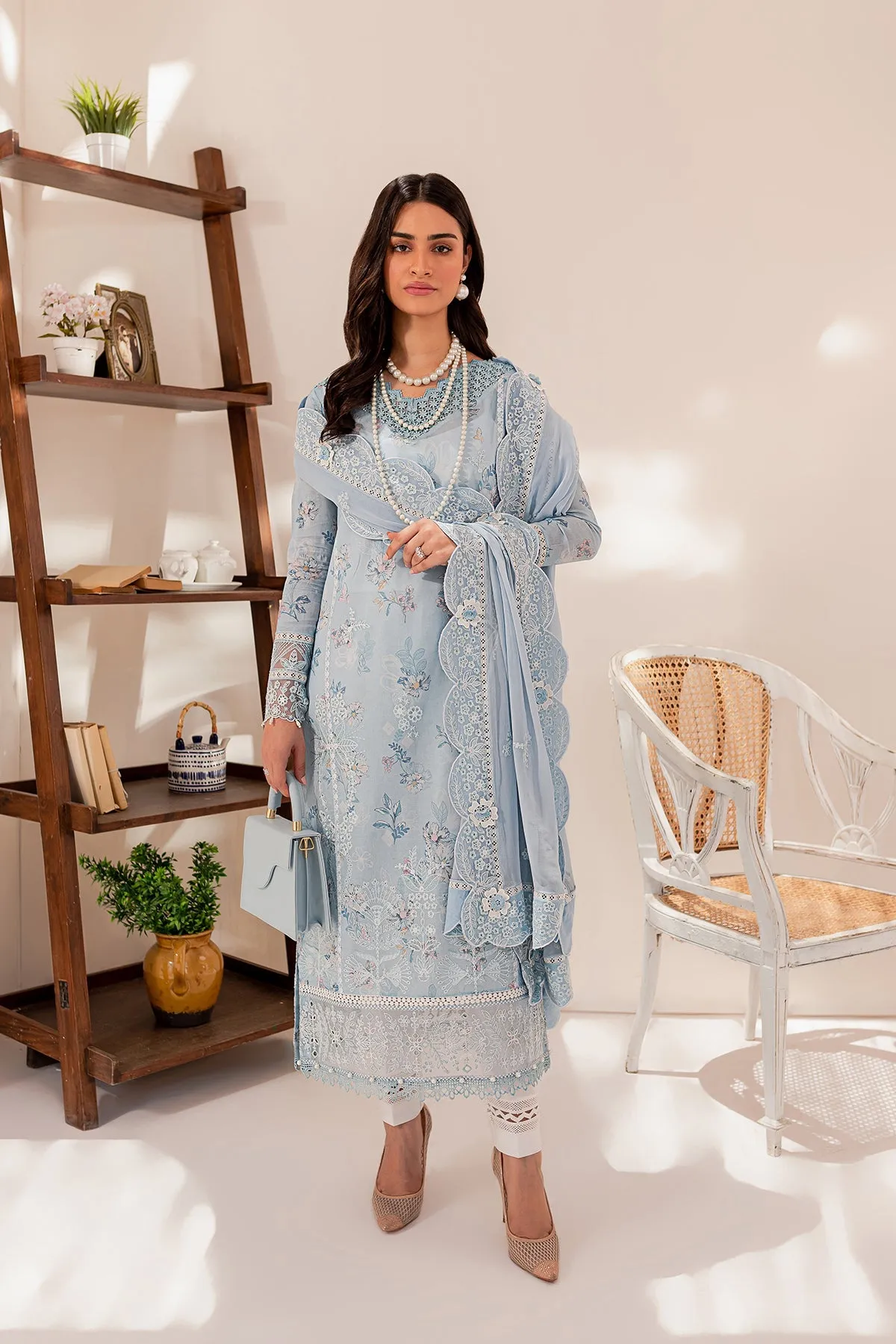 Ocean Dust| Farasha Mehak Festive Lawn SS 23 | Unstitched Embroidered Collection