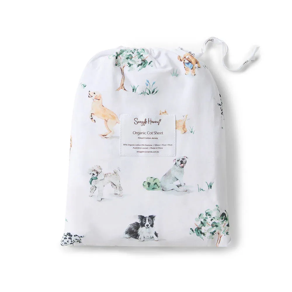 Organic Fitted Cot Sheet - Dog Park
