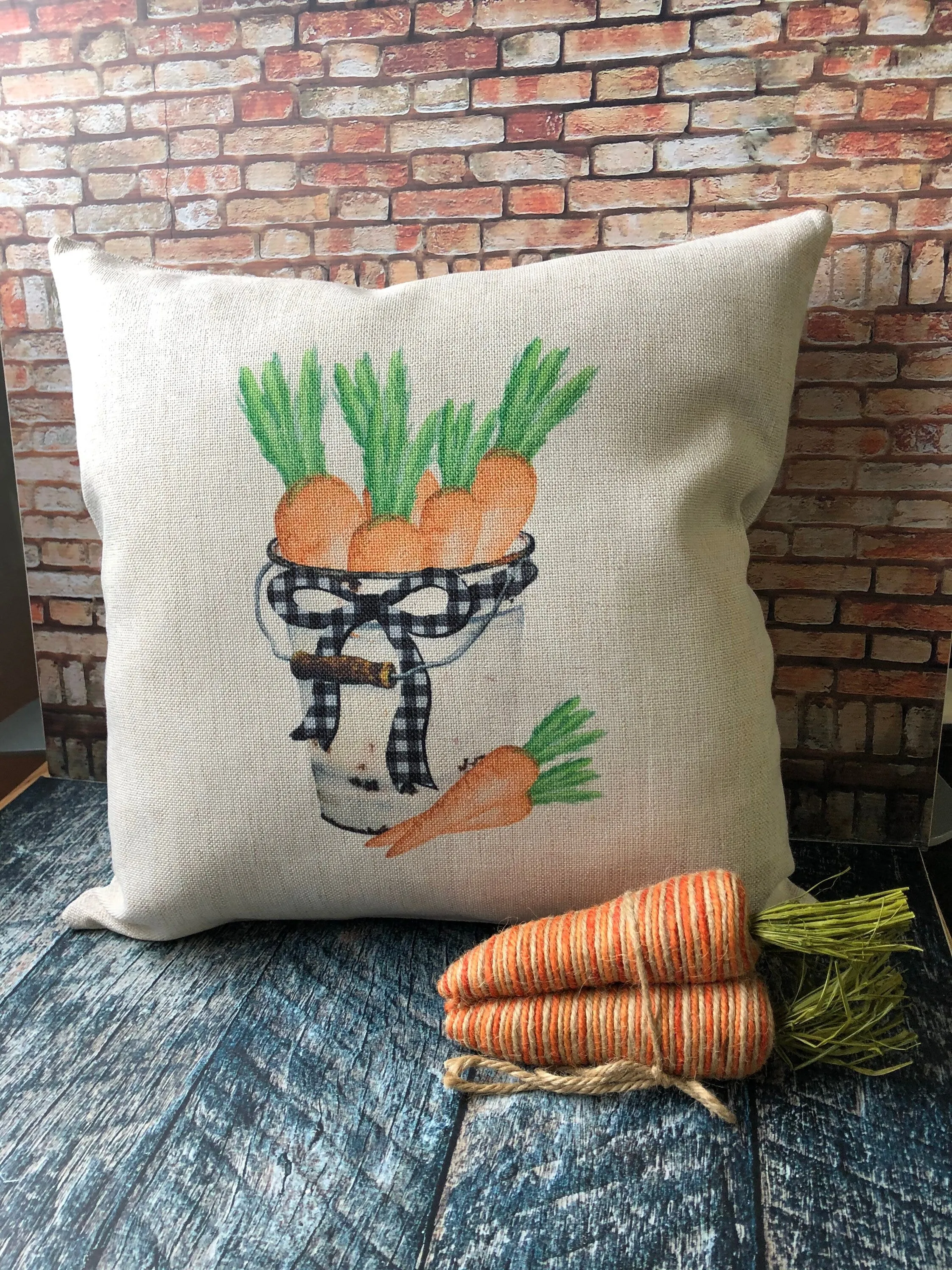 Pail of Carrots Easter Pillow, Easter Pillows, Spring Decor, Spring Pillows, Spring Farmhouse