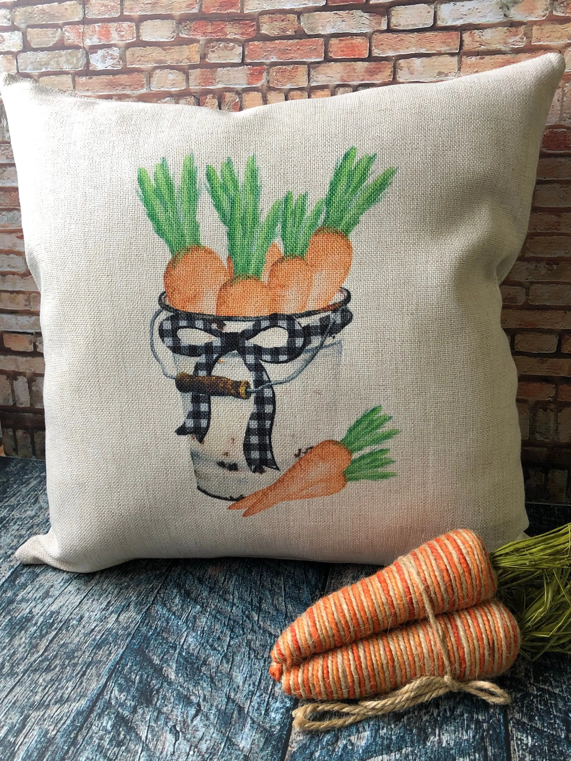 Pail of Carrots Easter Pillow, Easter Pillows, Spring Decor, Spring Pillows, Spring Farmhouse